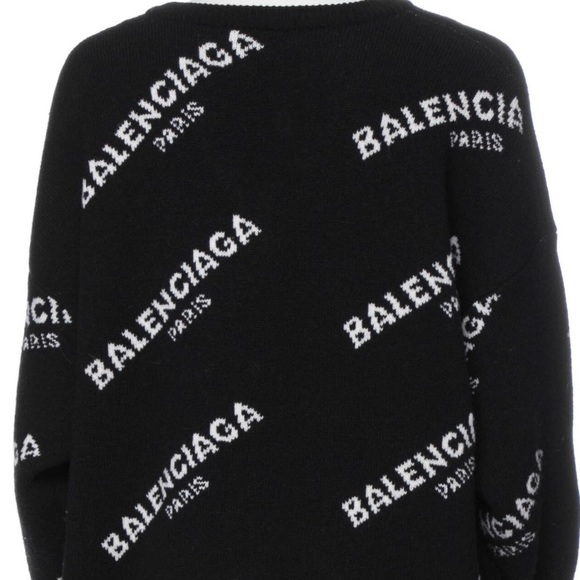 100% Authentic BALENCIAGA Virgin Wool Graphic Print Sweater - Picture 3 of 12